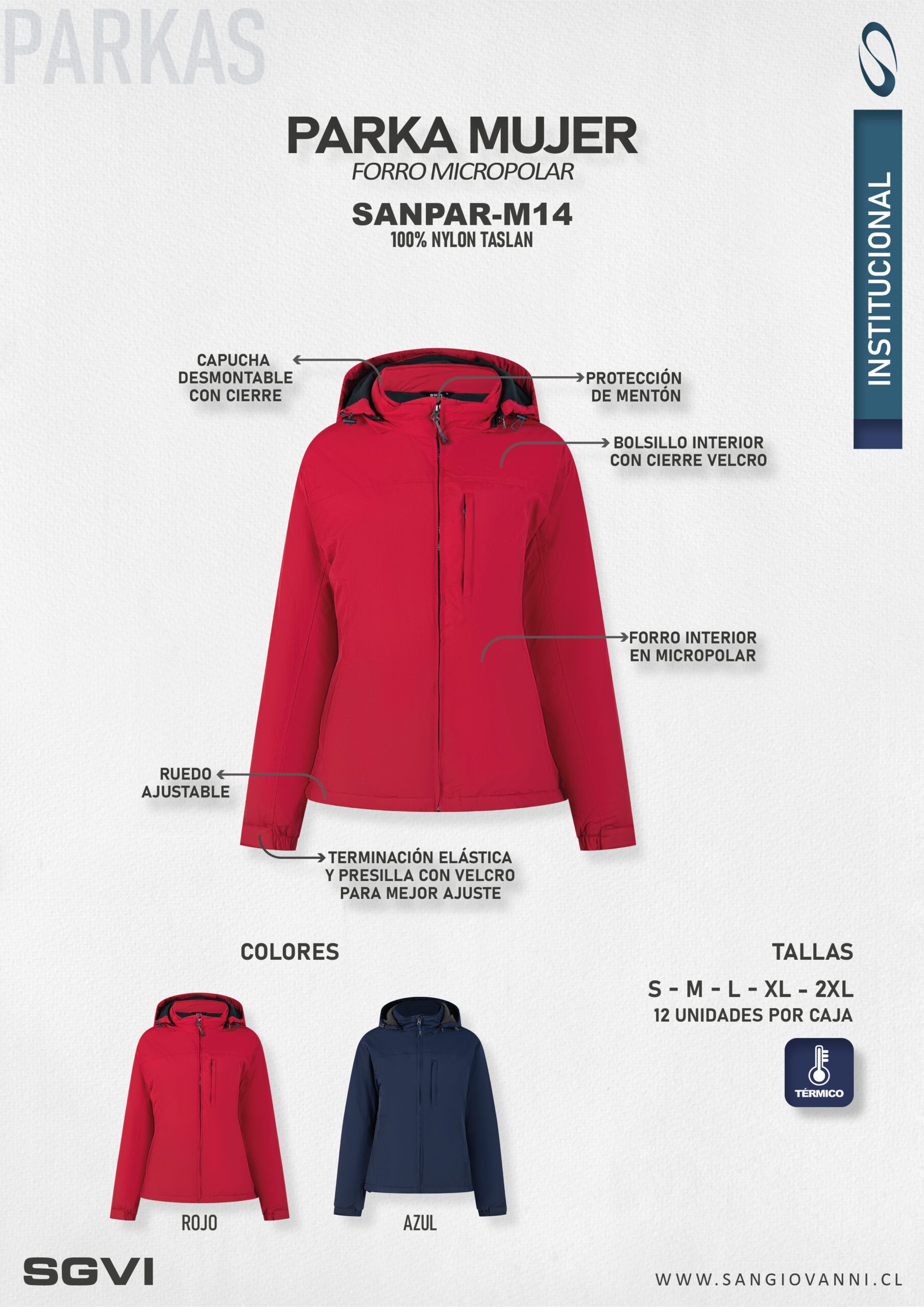 Parka roja mujer